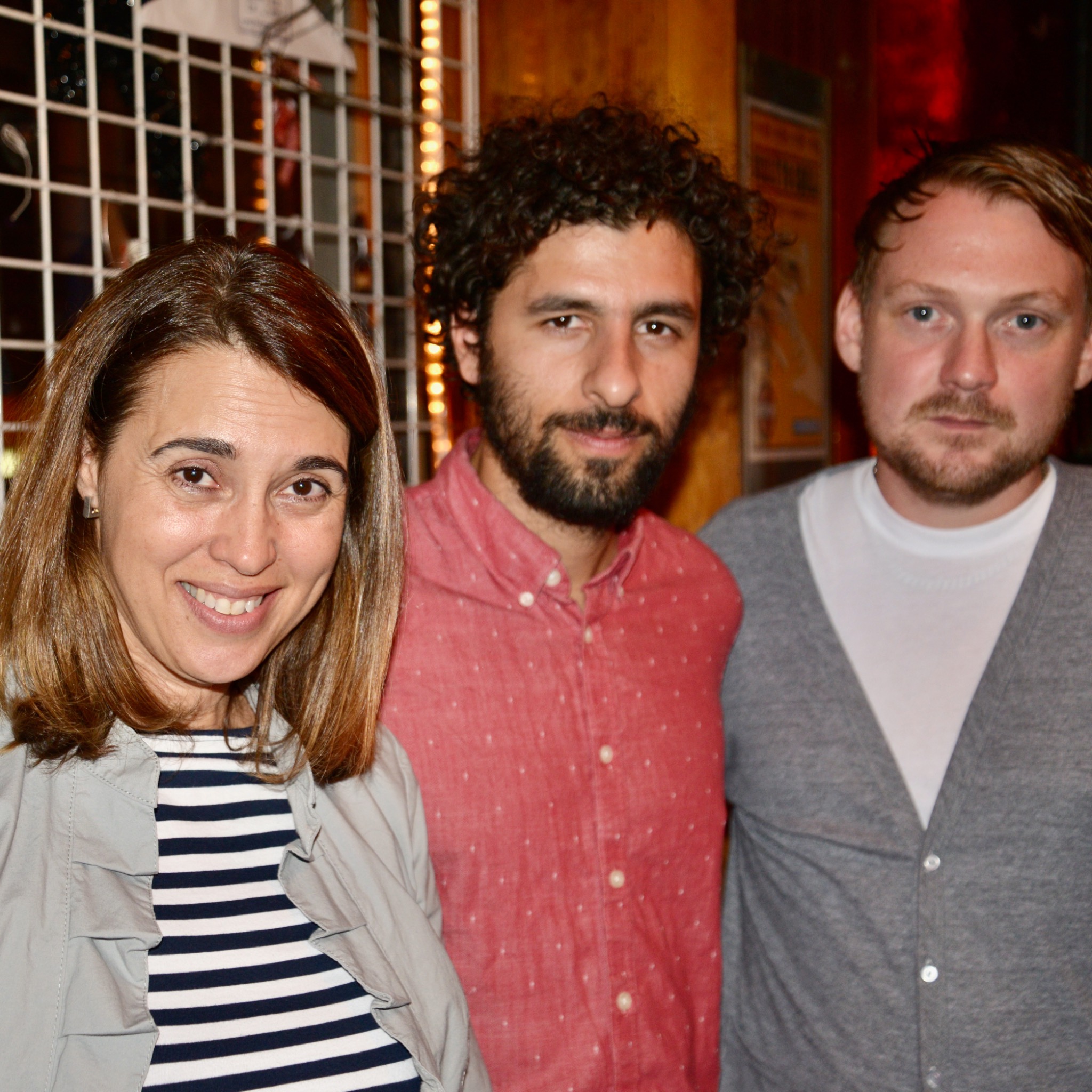 Cibelle Burger with José González and another person at the Troubadour
