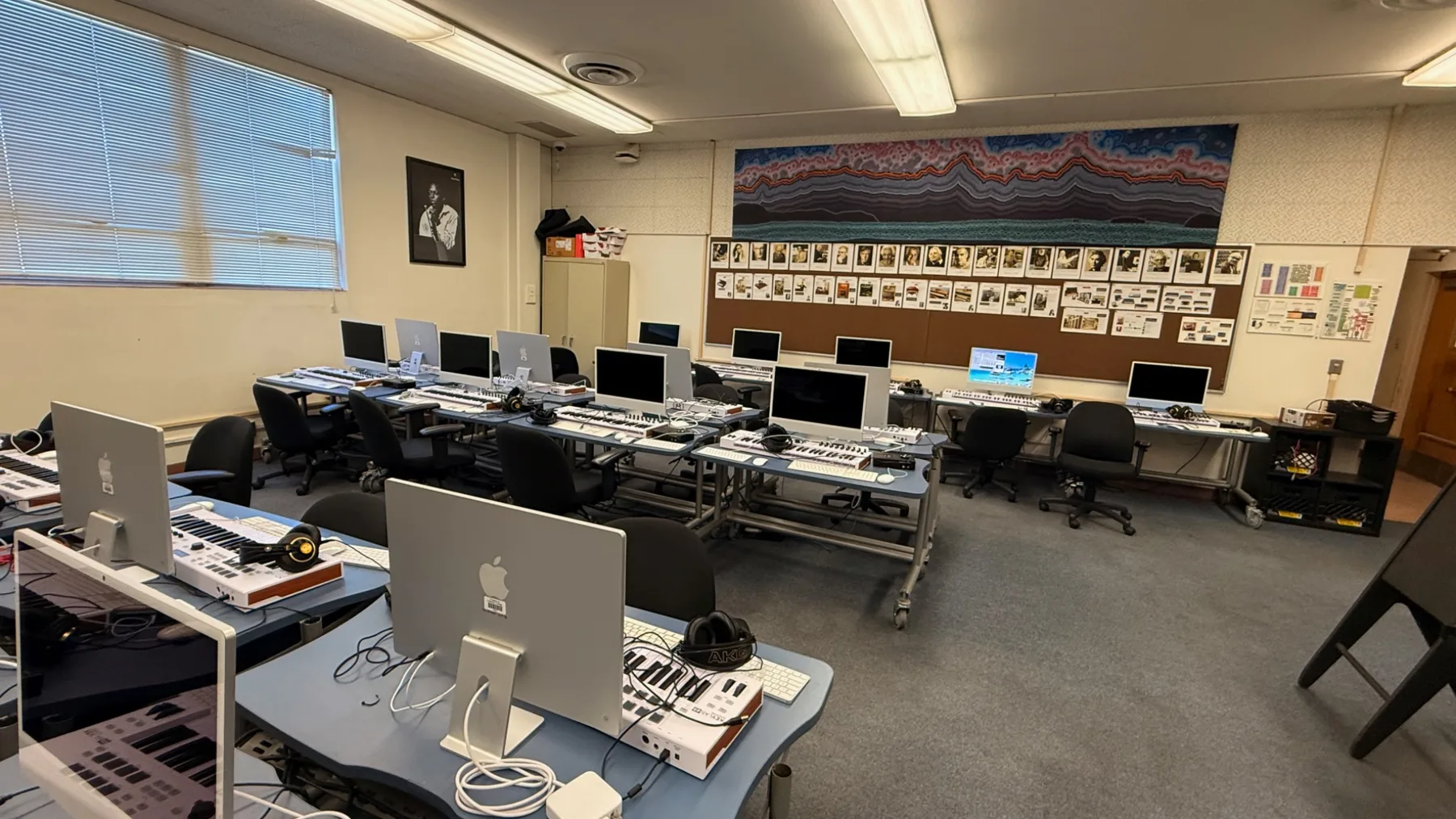 Music technology computer lab with workstations
