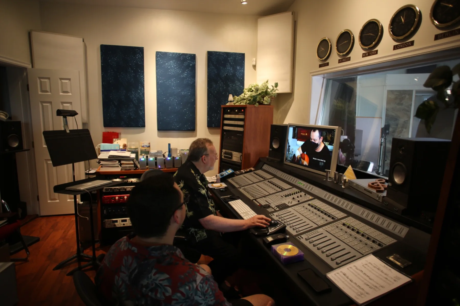 Recording session in a professional control room